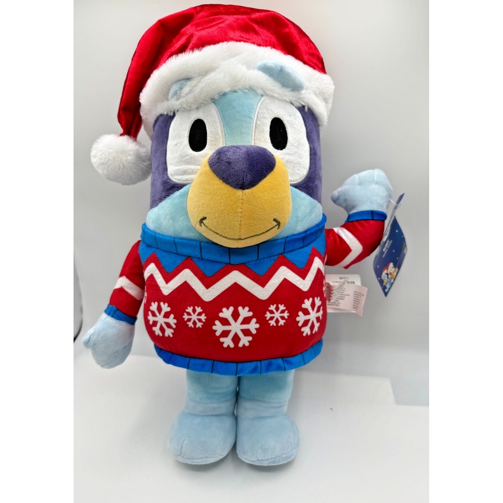 2025 BLUEY With Santa Hat 18" Plush Greeter Holiday Christmas Decor NWT‎ Gemmy